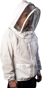 forest beekeeping vented-jacket with fencing veil hood, ventilated premium beekeeper jackets ykk brass zippers, professional, commercial, and beginner beekeepers (4xl)