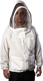 forest beekeeping vented-jacket with fencing veil hood, ventilated premium beekeeper jackets ykk brass zippers, professional, commercial, and beginner beekeepers (4xl)