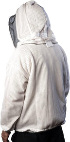 forest beekeeping vented-jacket with fencing veil hood, ventilated premium beekeeper jackets ykk brass zippers, professional, commercial, and beginner beekeepers (4xl)