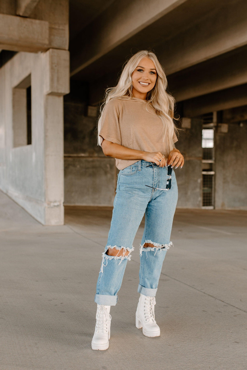 ribbed hoodie top