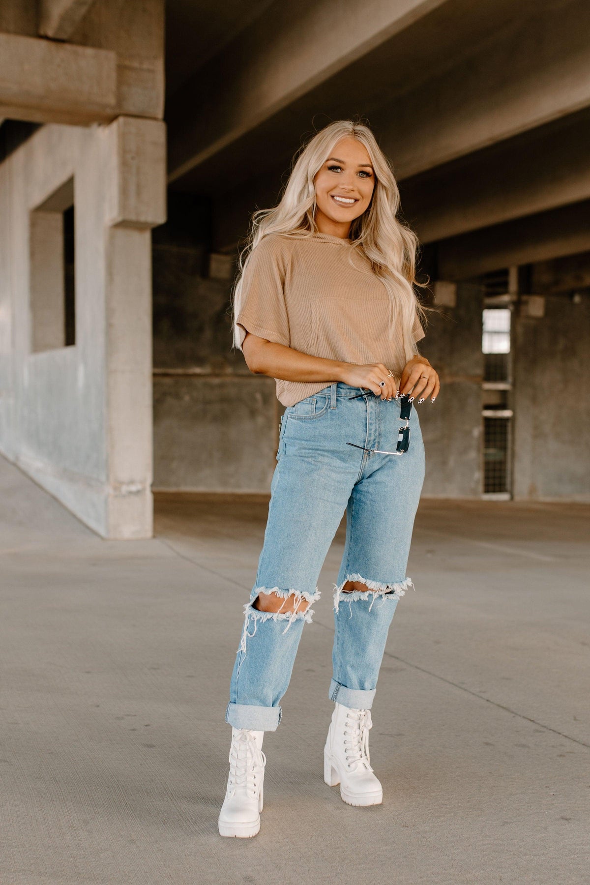 ribbed hoodie top