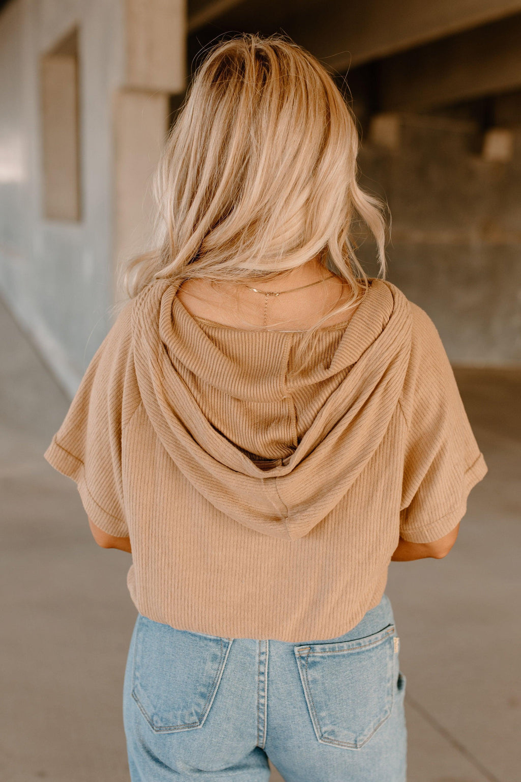 ribbed hoodie top