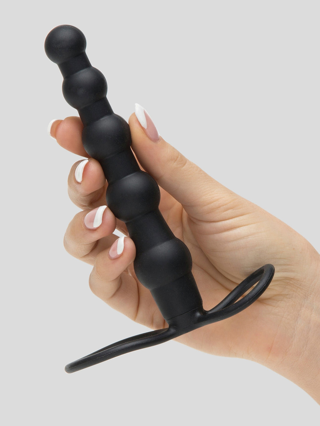 Love Rider Silicone Beaded Dual Penetrator Strap-On, Black
