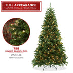 Pre-Lit Realistic Green Spruce Artificial Holiday Christmas Tree and Stand