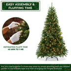 Pre-Lit Realistic Green Spruce Artificial Holiday Christmas Tree and Stand