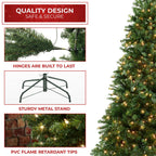 Pre-Lit Realistic Green Spruce Artificial Holiday Christmas Tree and Stand