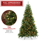 Pre-Lit Realistic Green Spruce Artificial Holiday Christmas Tree and Stand