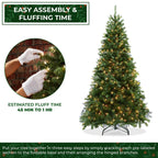 Pre-Lit Realistic Green Spruce Artificial Holiday Christmas Tree and Stand