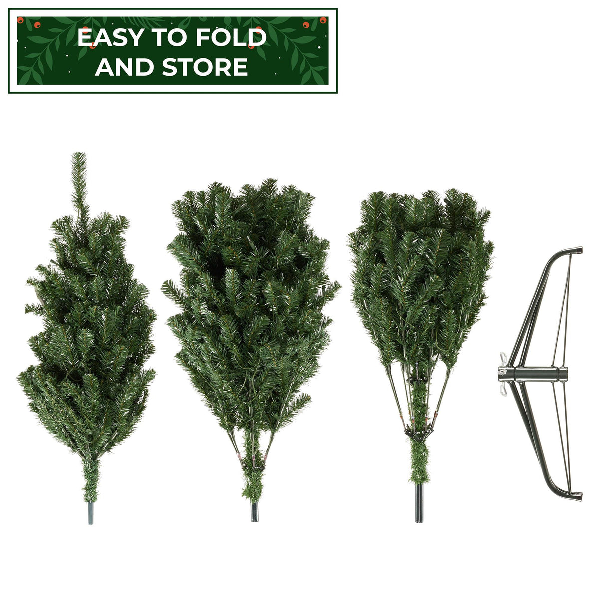 Pre-Lit Realistic Green Spruce Artificial Holiday Christmas Tree and Stand