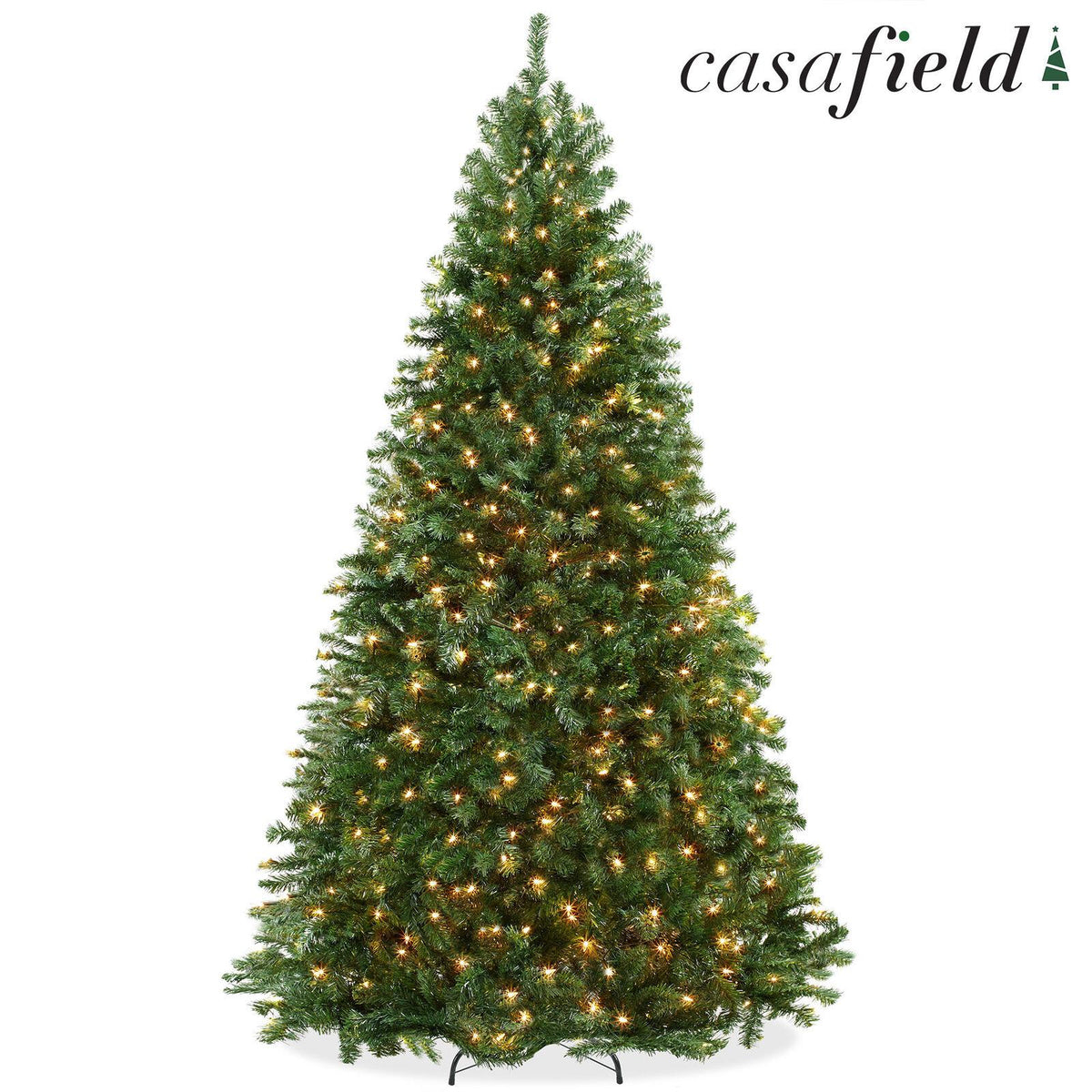 Pre-Lit Realistic Green Spruce Artificial Holiday Christmas Tree and Stand