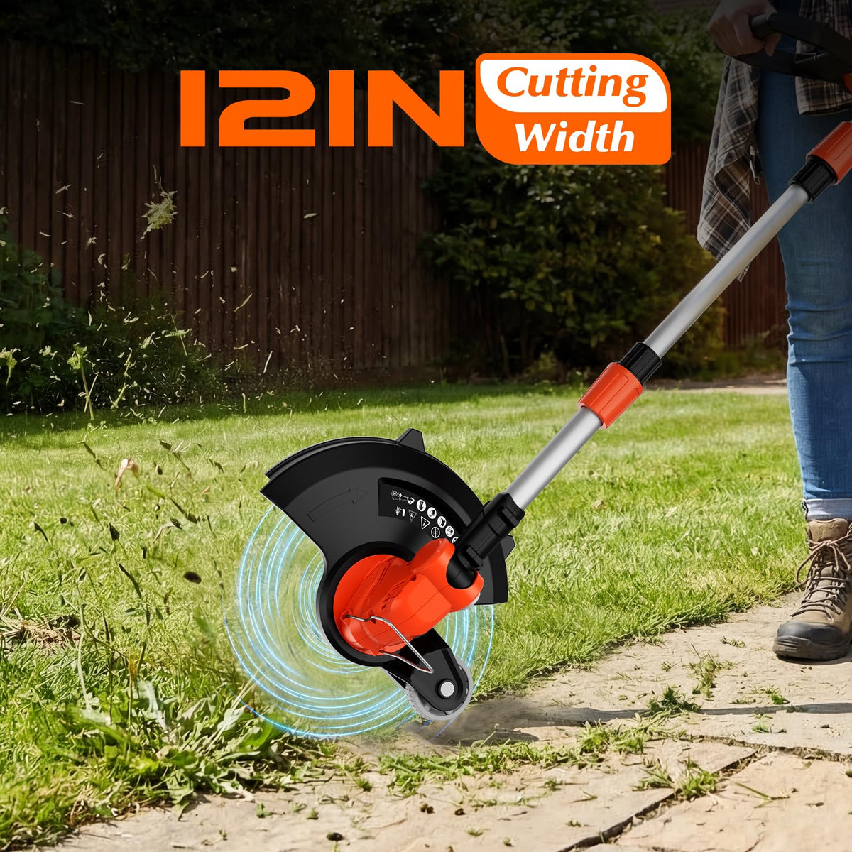 20V Electric Weed Wacker Cordless Edger Lawn Tool 2 X 2.0Ah Battery Powered Weed Eater with Charger, 12 Inch Lightweight String Trimmer, Auto Line Feed Grass Cutter Lawn Mower for Small Yard Orange