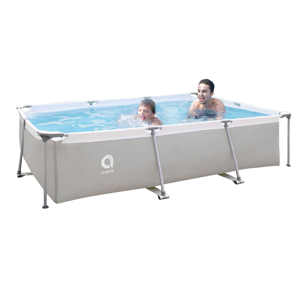 JLeisure Avenli 17773 10 x 6.5 x 2 Feet Outdoor Backyard Above Ground Rectangular Steel Frame Swimming Pool with Repair Kit, 2