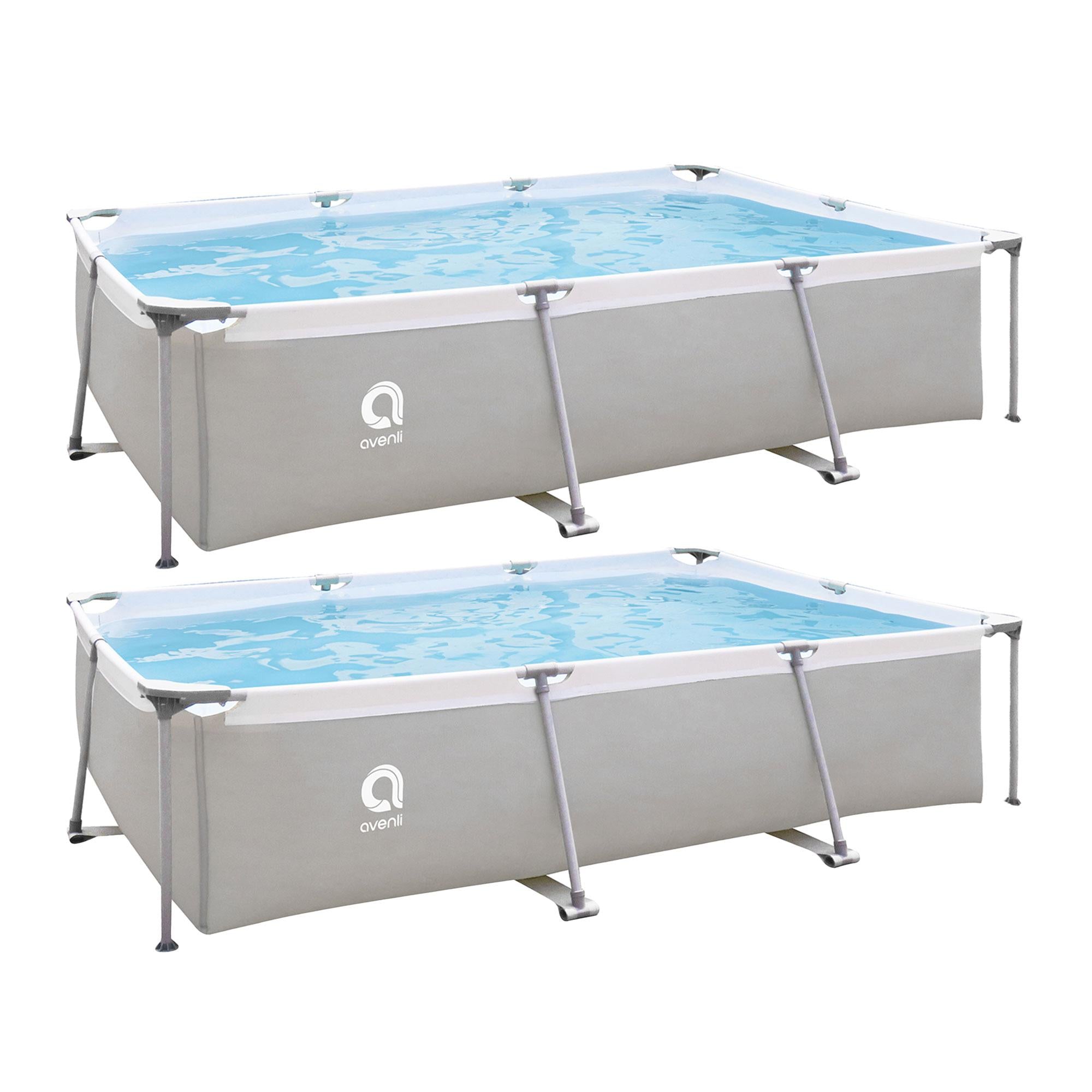 JLeisure Avenli 17773 10 x 6.5 x 2 Feet Outdoor Backyard Above Ground Rectangular Steel Frame Swimming Pool with Repair Kit, 2