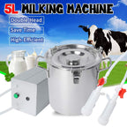 5l electric goat milking machine for sheep and cows vacuum pump milker, 2 in 1 goat cow milker machine with pulsator