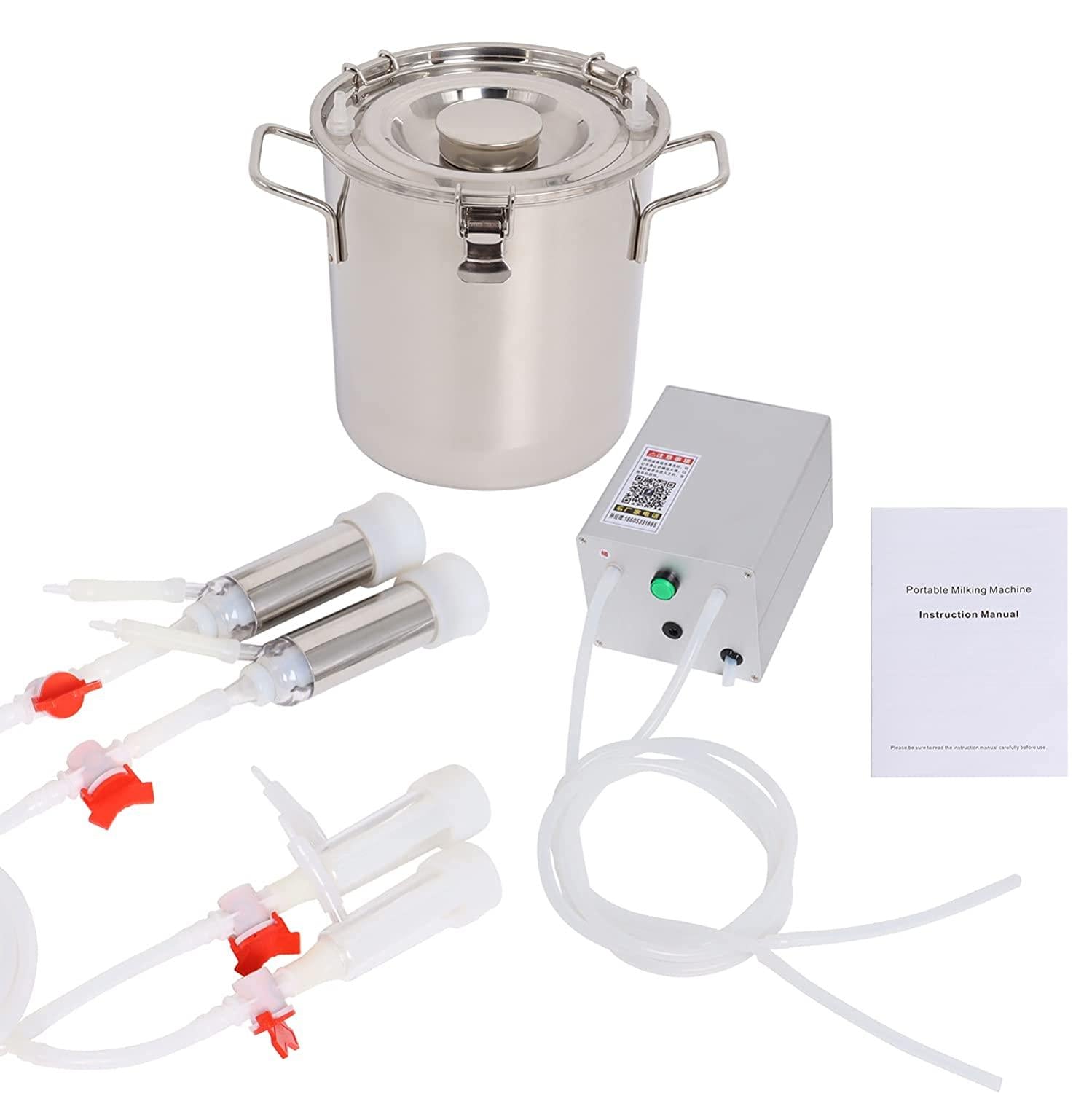 5l electric goat milking machine for sheep and cows vacuum pump milker, 2 in 1 goat cow milker machine with pulsator