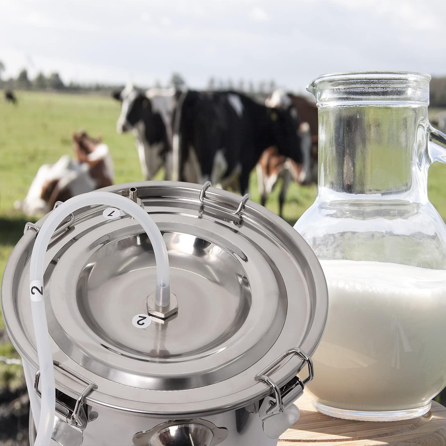 5l electric goat milking machine for sheep and cows vacuum pump milker, 2 in 1 goat cow milker machine with pulsator