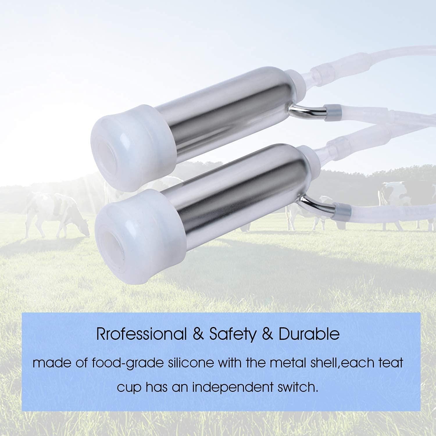 5l electric goat milking machine for sheep and cows vacuum pump milker, 2 in 1 goat cow milker machine with pulsator