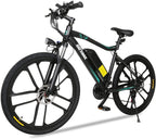 Gotrax Electric Bike 26" - 20MPH &amp; 50 Mile Ran- 350W Motor -  21-Speed Commuter Electric BMX Bicycles Travel E-Bikes (Black)