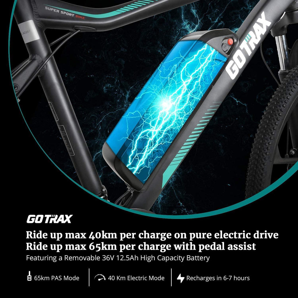Gotrax Electric Bike 26" - 20MPH &amp; 50 Mile Ran- 350W Motor -  21-Speed Commuter Electric BMX Bicycles Travel E-Bikes (Black)