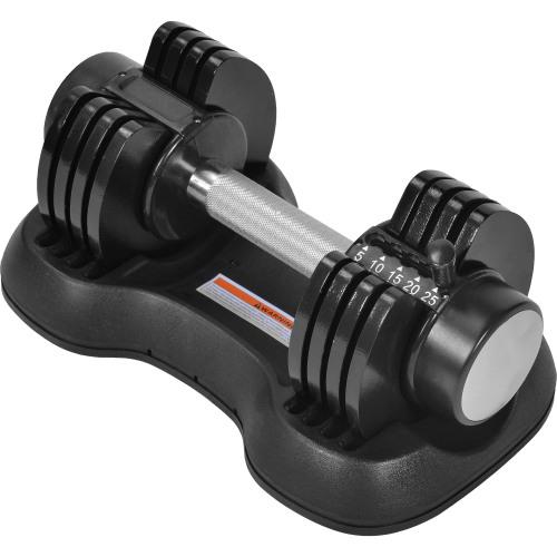 Adjustable Dumbbell 25 Lbs With Fast Automatic Adjustable And Weight Plate For Body Workout Home Gym, Black, Note: Single