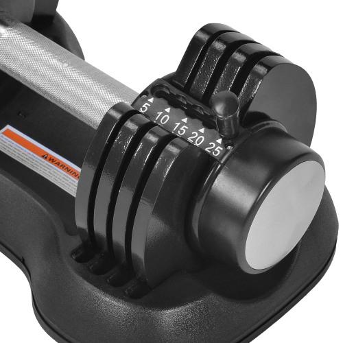 Adjustable Dumbbell 25 Lbs With Fast Automatic Adjustable And Weight Plate For Body Workout Home Gym, Black, Note: Single