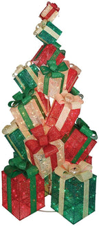 Everstar LED Christmas Holiday Lighted Twinkling 18-Present Gift Box Tower Yard Decor