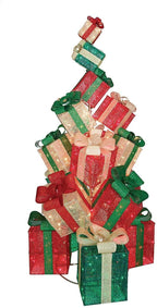 Everstar LED Christmas Holiday Lighted Twinkling 18-Present Gift Box Tower Yard Decor