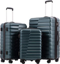 Luggage Expandable Suitcase PC ABS TSA Luggage 3 Piece Set Lock Spinner Carry on (Teal blue, 3 piece set)