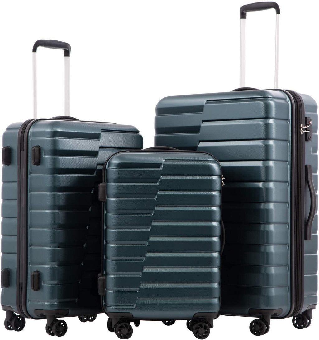 Luggage Expandable Suitcase PC ABS TSA Luggage 3 Piece Set Lock Spinner Carry on (Teal blue, 3 piece set)