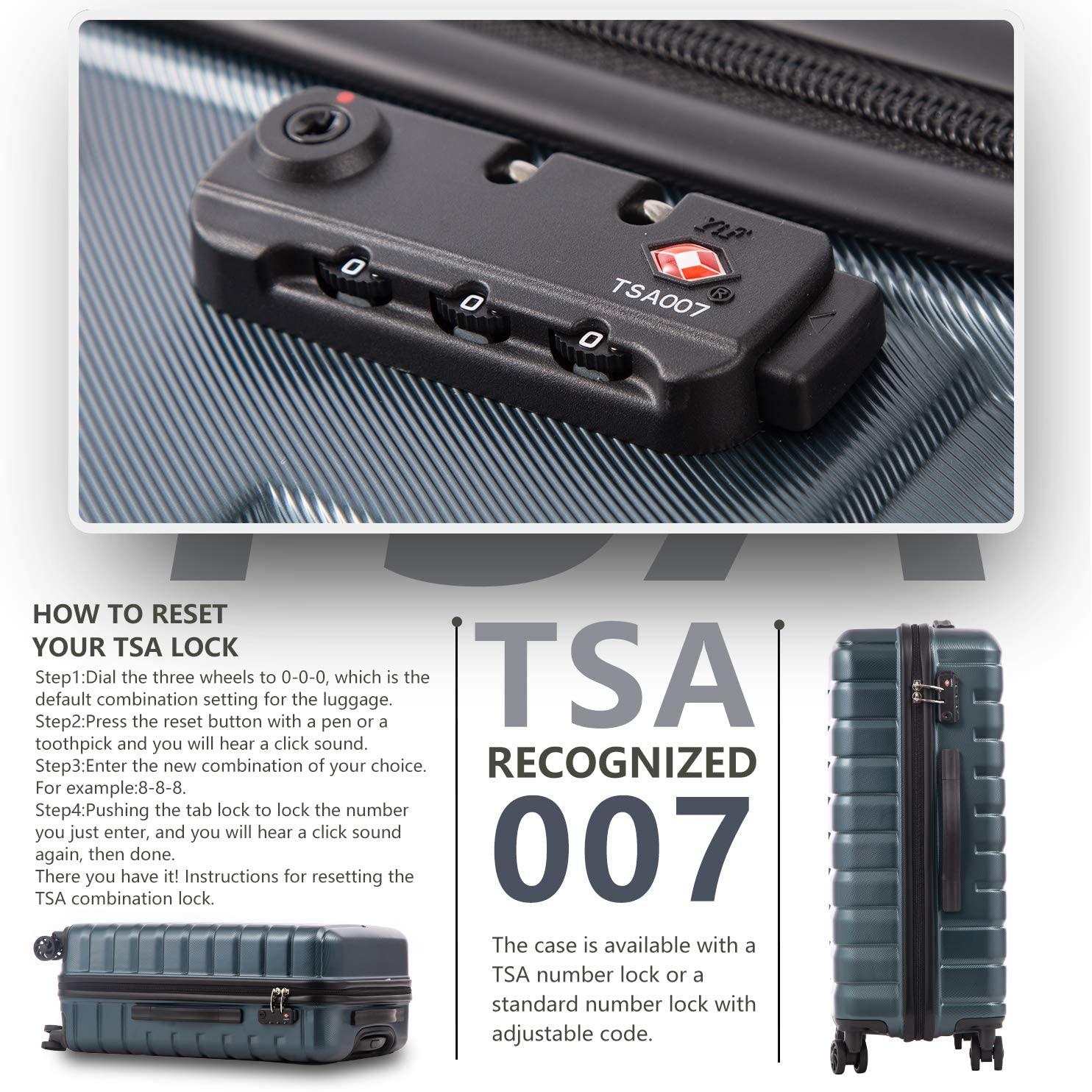 Luggage Expandable Suitcase PC ABS TSA Luggage 3 Piece Set Lock Spinner Carry on (Teal blue, 3 piece set)