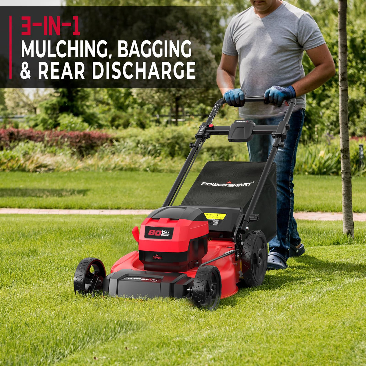 80V 21-Inch Brushless Cordless Push Lawn Mower Steel Deck with 6.0Ah Battery and Charger