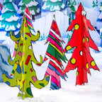 6 ft. to 7 ft. Christmas Elf Santa's Workshop Elfville Slotted Tree Set Cardboard Cutout Standee Standup Party Supplies Decorations Decor Backdrop Background Photo Op Prop