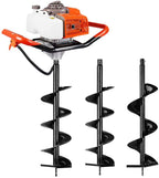 eco llc 63cc earth auger gas powered post hole digger with 3 heavy duty auger drill bits (4" 6" 8"),powered engine for fence garden dig hole | subcontract delivery