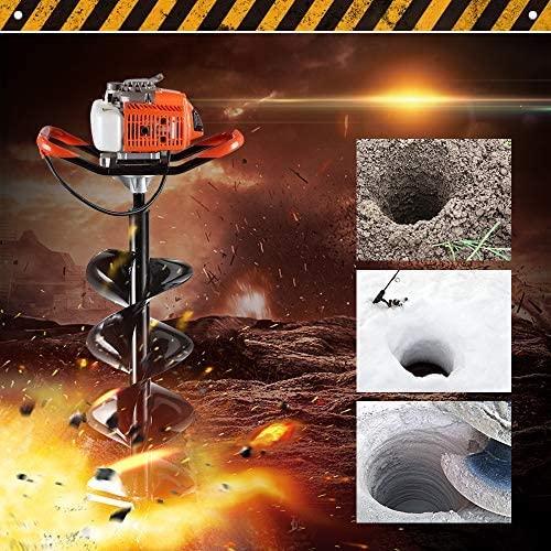 eco llc 63cc earth auger gas powered post hole digger with 3 heavy duty auger drill bits (4" 6" 8"),powered engine for fence garden dig hole | subcontract delivery