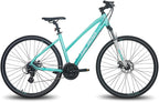 Hiland 700C Hybrid Bicycle Aluminum  24 Speeds with Lock-Out Suspension Fork Disc Brake City Commuter Comfort Bike