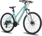 Hiland 700C Hybrid Bicycle Aluminum  24 Speeds with Lock-Out Suspension Fork Disc Brake City Commuter Comfort Bike