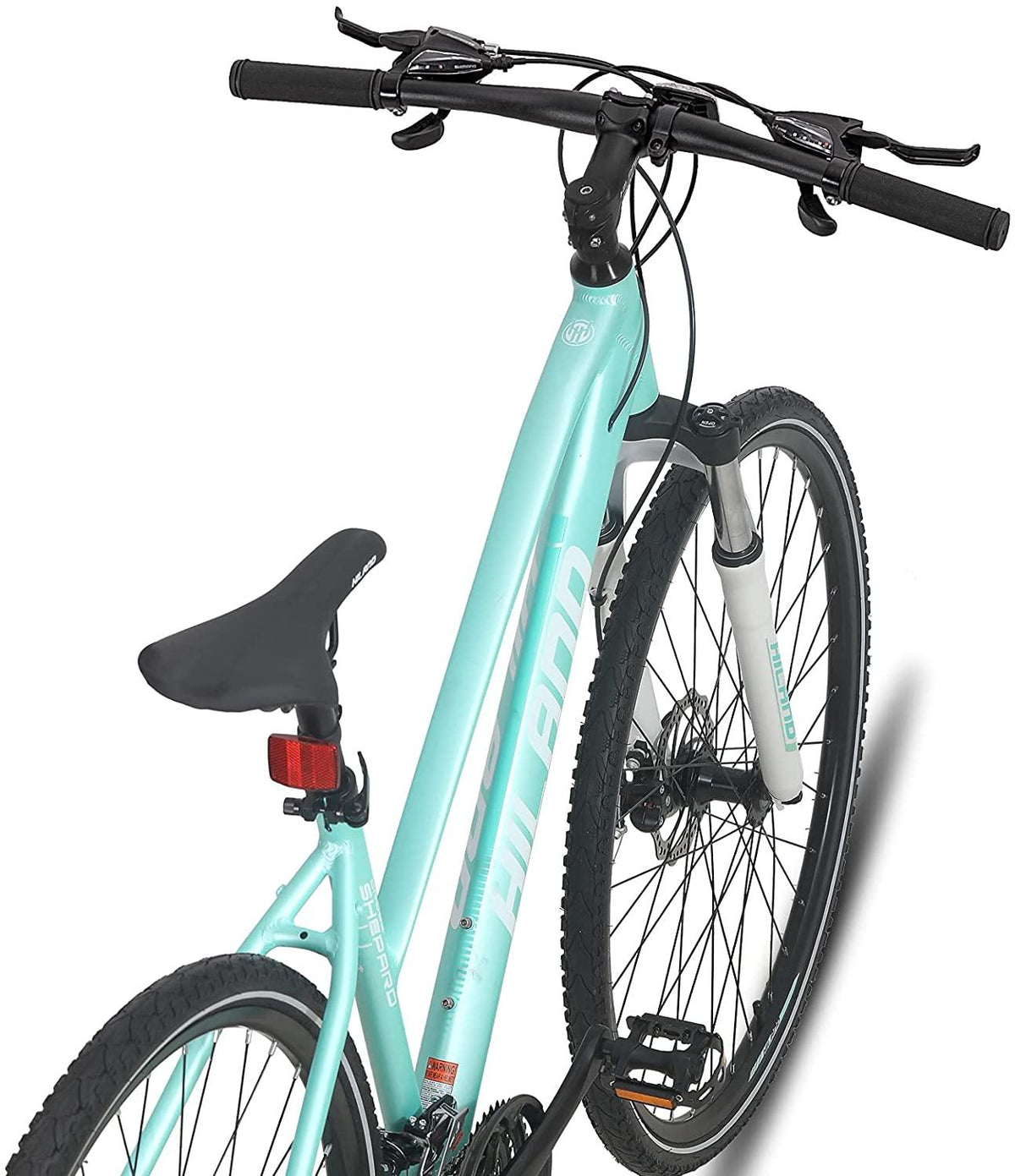 Hiland 700C Hybrid Bicycle Aluminum  24 Speeds with Lock-Out Suspension Fork Disc Brake City Commuter Comfort Bike