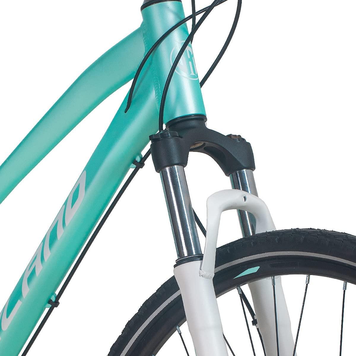 Hiland 700C Hybrid Bicycle Aluminum  24 Speeds with Lock-Out Suspension Fork Disc Brake City Commuter Comfort Bike