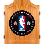 NBA Logo with All Teams Wood Finish Dart Cabinet Set