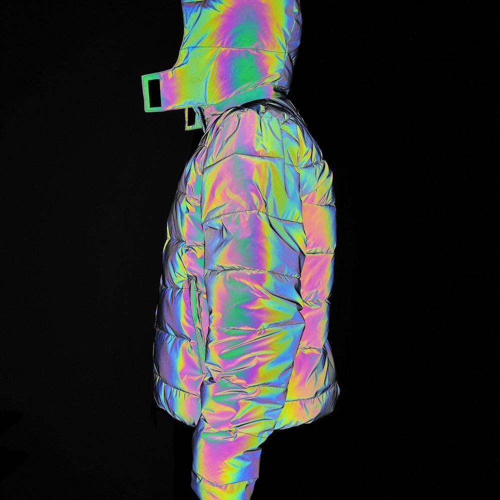Men Reflecting Rainbow Winter Streetwear Windbreaker Jacket