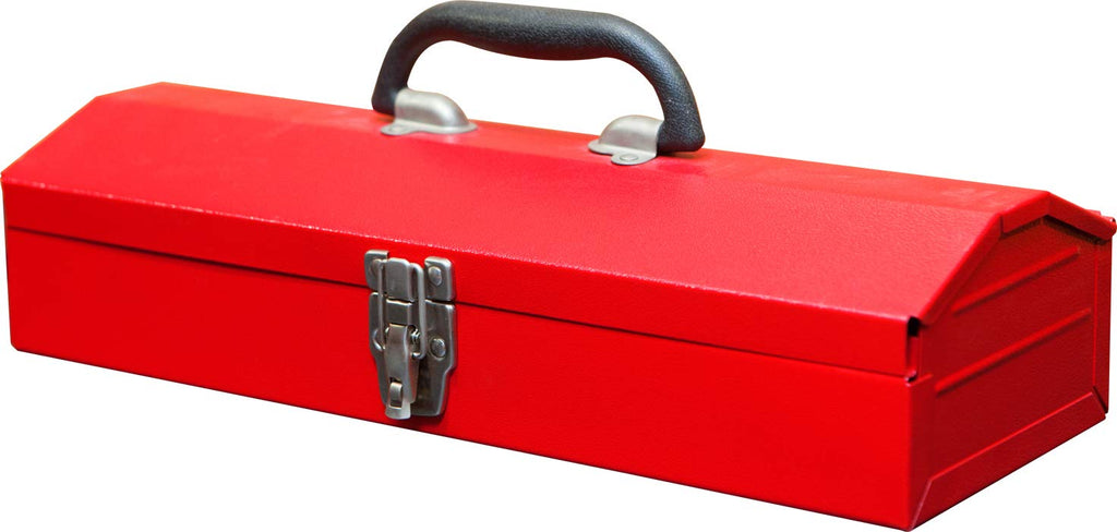 TB102  16" Hip Roof Style Portable Steel Tool Box with Metal Latch Closure, Red
