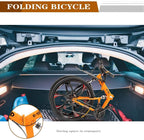 Max4out Mountain Bike Folding Bikes with High Carbon Steel Frame, Featuring 6 Spoke Wheels and 21 Speed  Shifter, Double Disc Brake and Dual Suspension Anti-Slip Bicycles (Green/Orange/Black, 26 in)