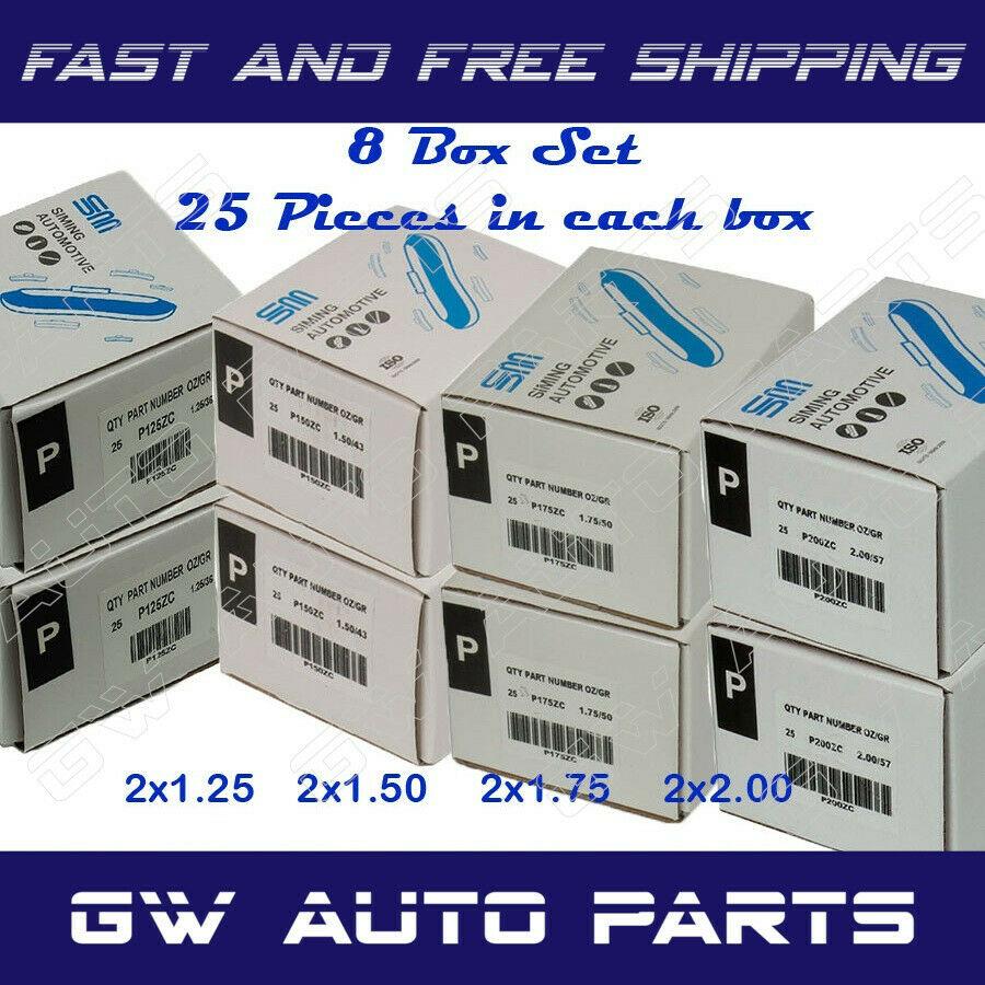 200 ASSORTMENT CLIP-ON WHEEL WEIGHT  P - STYLE 1.25 1.50 1.75 2.00 oz