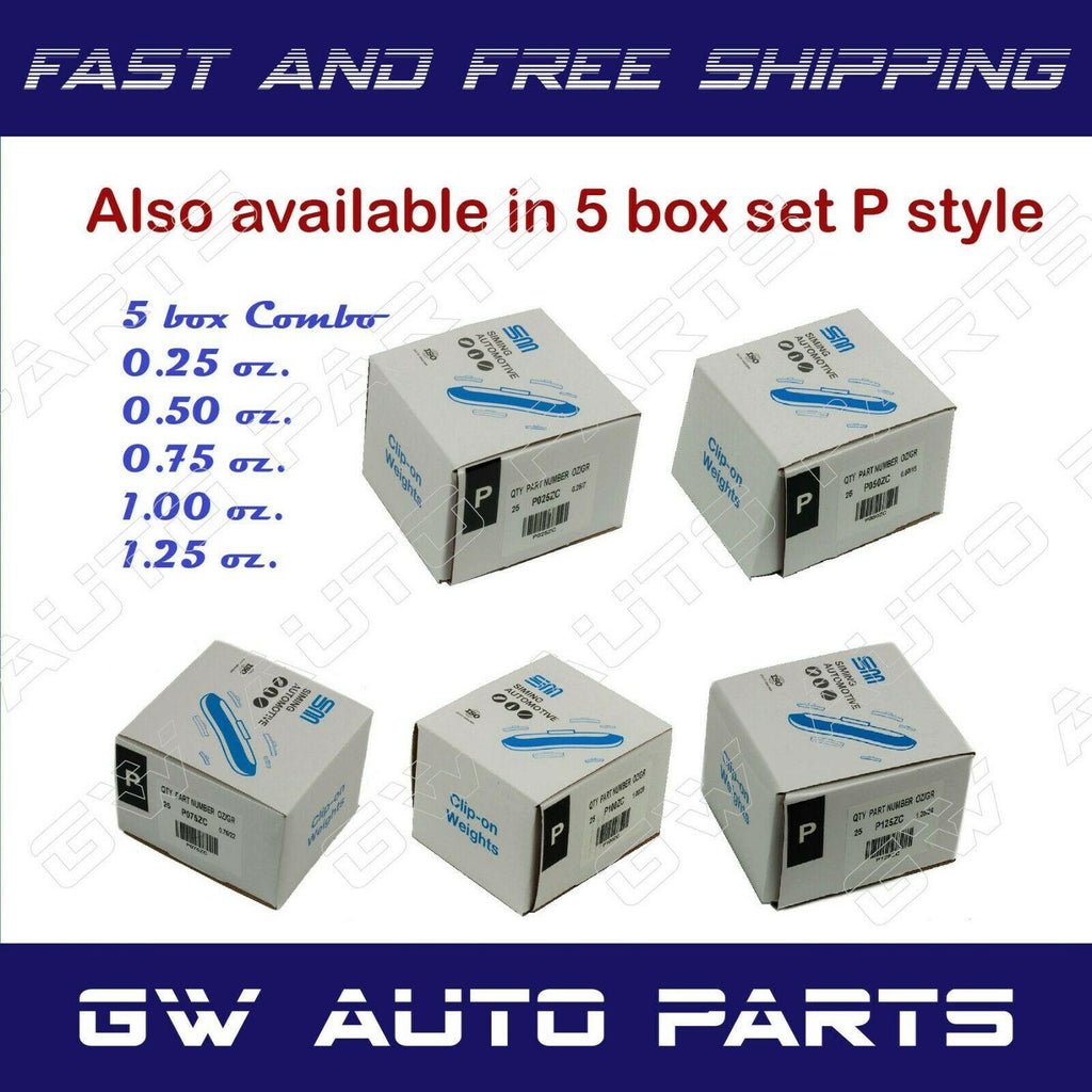200 ASSORTMENT CLIP-ON WHEEL WEIGHT  P - STYLE 1.25 1.50 1.75 2.00 oz
