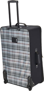 Fashion Softside Upright Luggage Set, Black Plaid, 4-Piece (14/19/24/28)