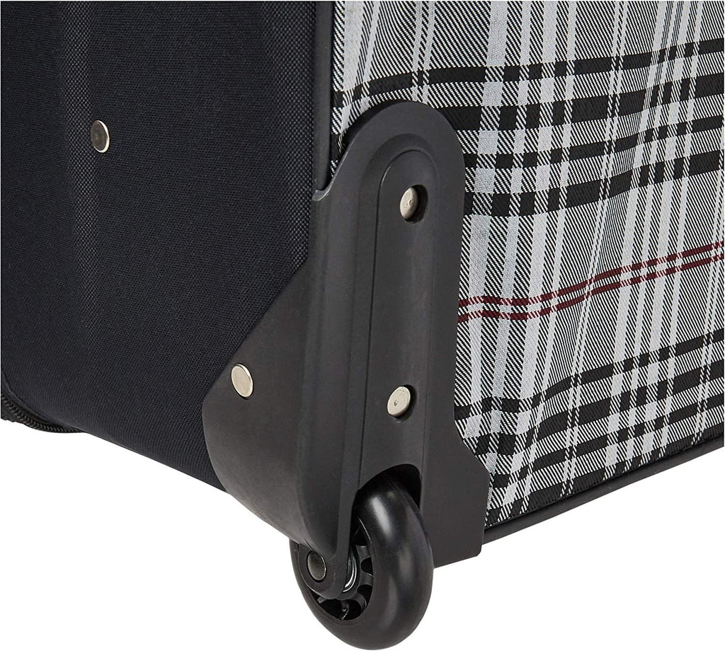 Fashion Softside Upright Luggage Set, Black Plaid, 4-Piece (14/19/24/28)