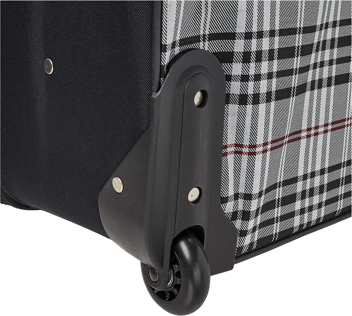 Fashion Softside Upright Luggage Set, Black Plaid, 4-Piece (14/19/24/28)