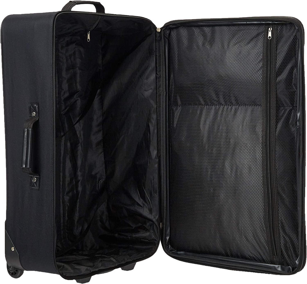 Fashion Softside Upright Luggage Set, Black Plaid, 4-Piece (14/19/24/28)
