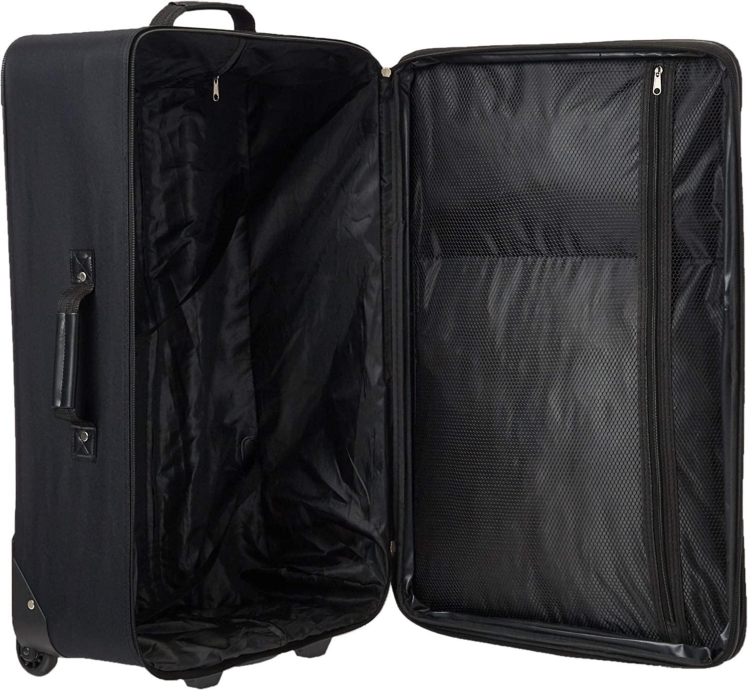 Fashion Softside Upright Luggage Set, Black Plaid, 4-Piece (14/19/24/28)