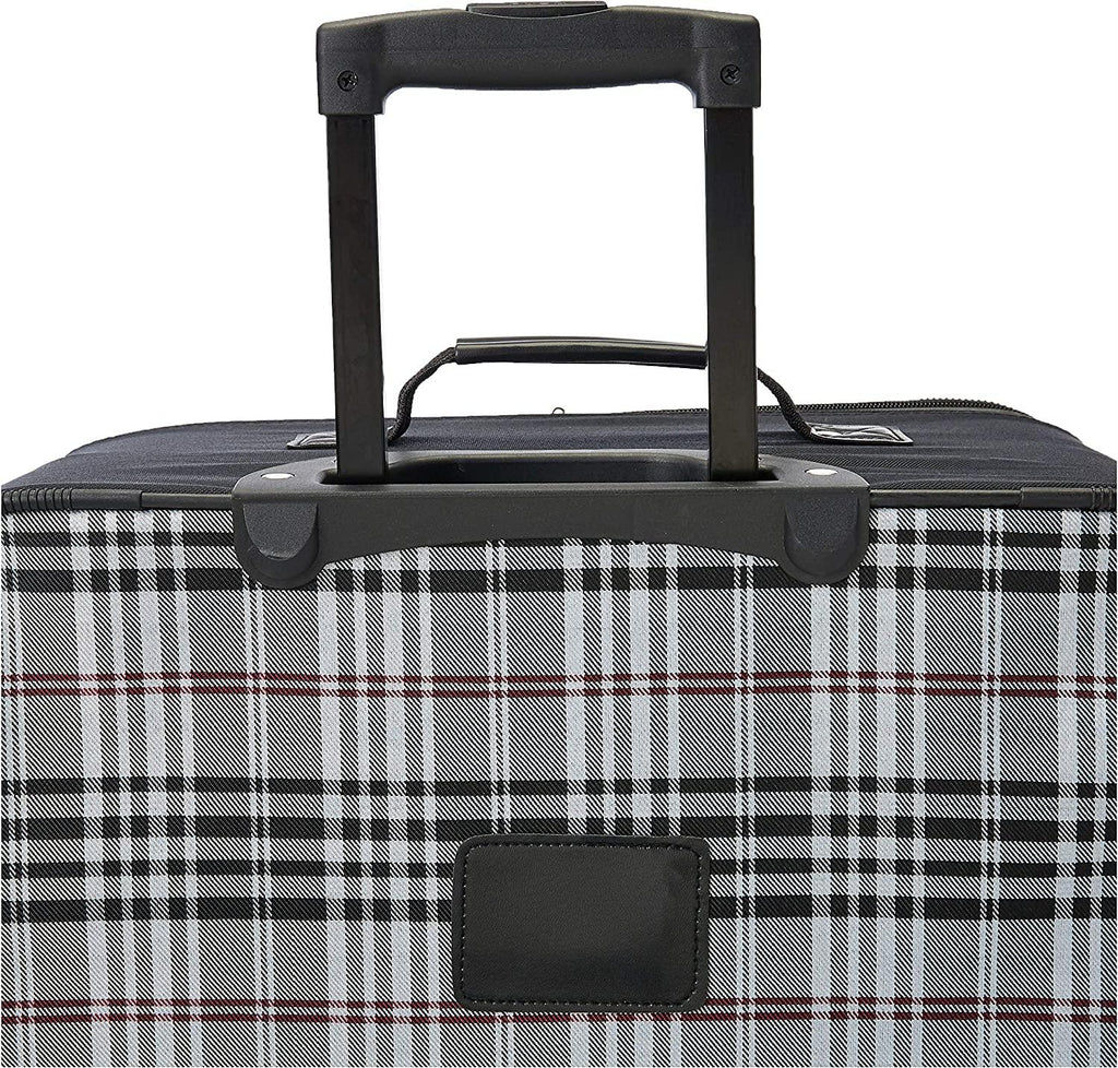 Fashion Softside Upright Luggage Set, Black Plaid, 4-Piece (14/19/24/28)